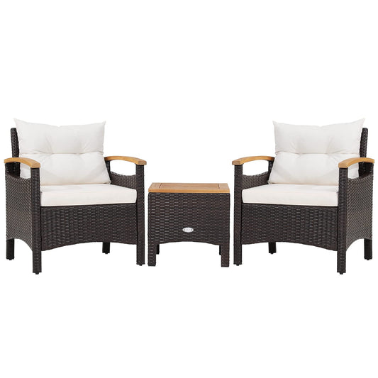 3-Piece Patio Sofa Set Garden Table and Chairs with Cushions