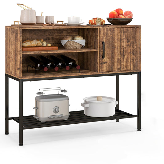 Sideboard Buffet Cabinet with Wine Racks and Storage Shelves