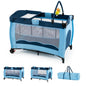 4 in 1 Pack and Play Foldable and Portable Baby Playard with Diaper Changing Table and 3 Hanging Toys