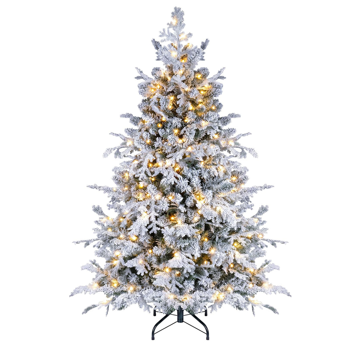 5/6FT Pre-lit Artificial Christmas Tree, Snow Flocked Full Xmas Tree