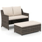 Outdoor PE Rattan Conversation Set with Built-in Storage Bin