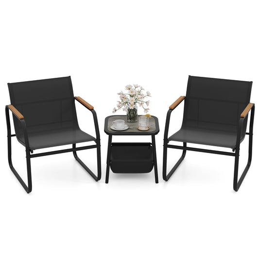 Giantex 3-Piece Patio Bistro Set, Garden Furniture Set with Coffee Table and Chairs