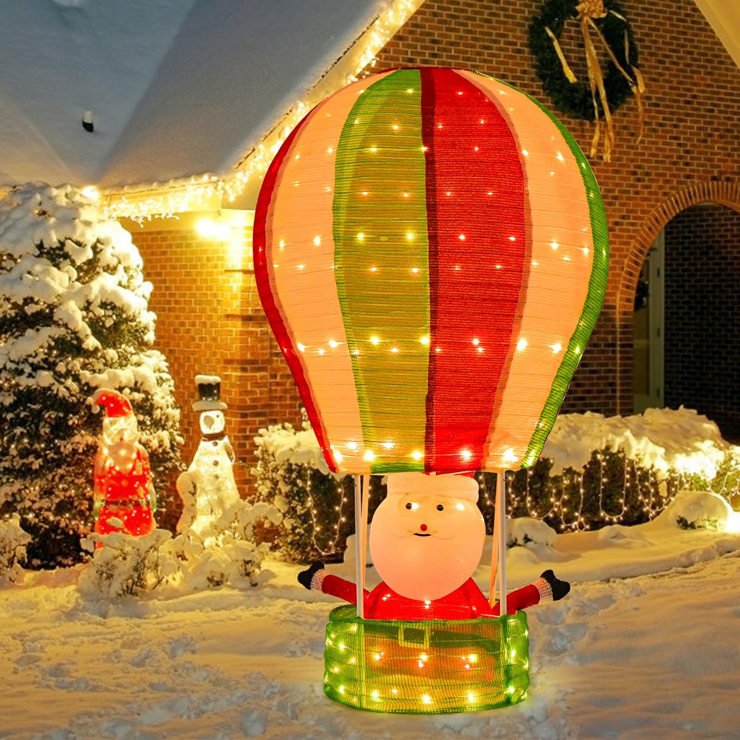 Lighted Santa in Hot Air Balloon with LED Lights and Pop-up Design