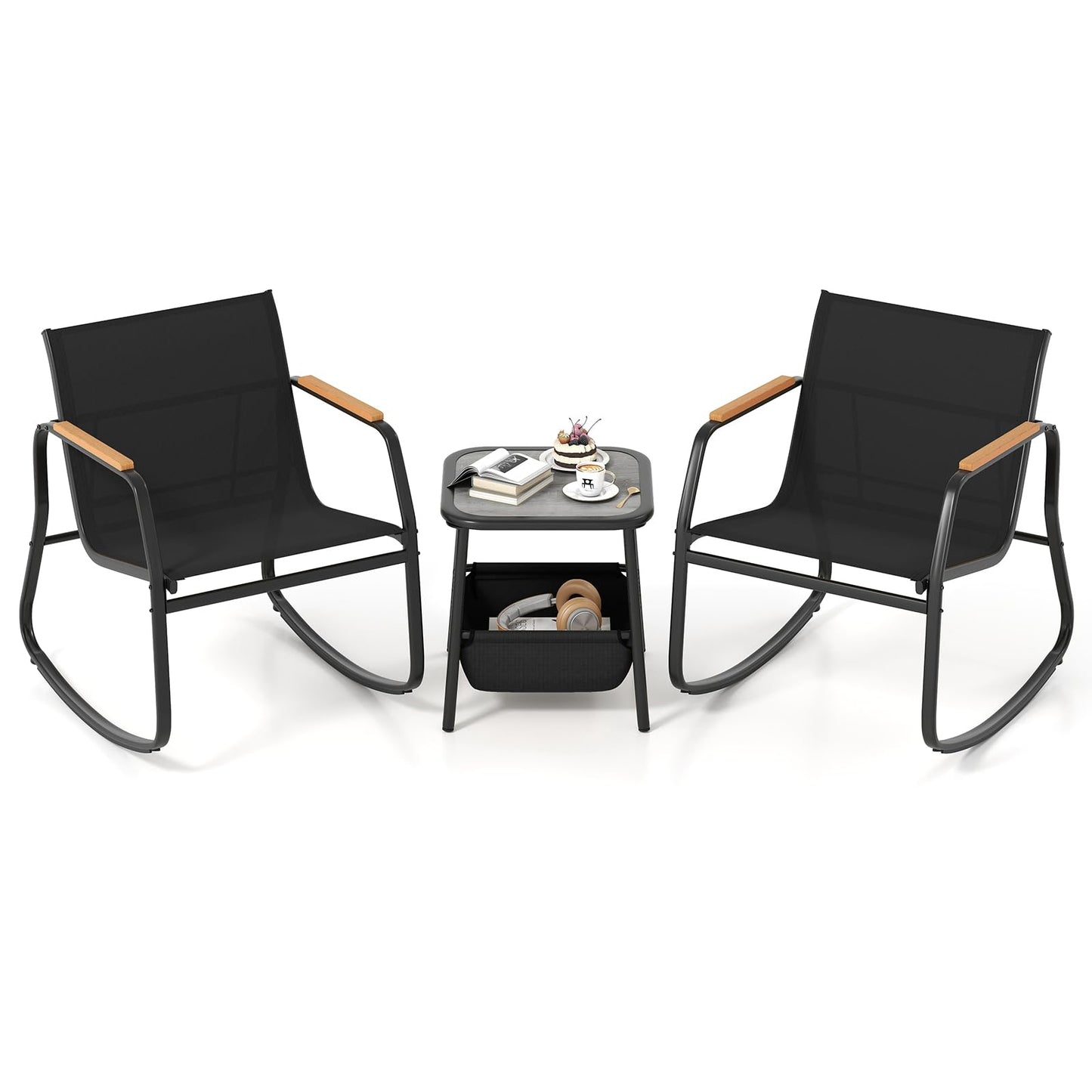 3-Piece Patio Bistro Set, Garden Furniture Set with Coffee Table and Chair