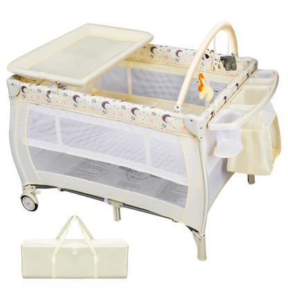 3 in 1 Convertible Bassinet Cot with Changing Table and Toy Bar