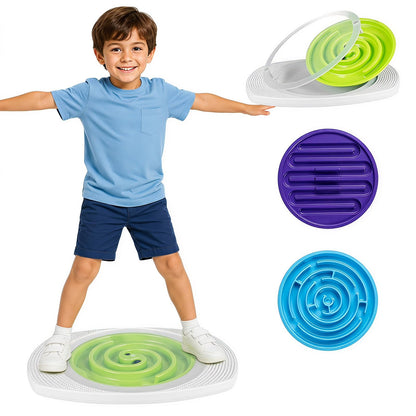 Kids Balance Board with 3 Maze Discs & 2 Balls, 2-in-1 Wobble Board