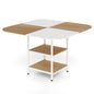 Dining Table for 4, 120 x 120cm Square Wooden Kitchen Tables with 2-Layer Storage Rack