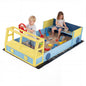Kids Wooden Sandbox Large Car-Theme Sand Box with Bottom Liner Frame