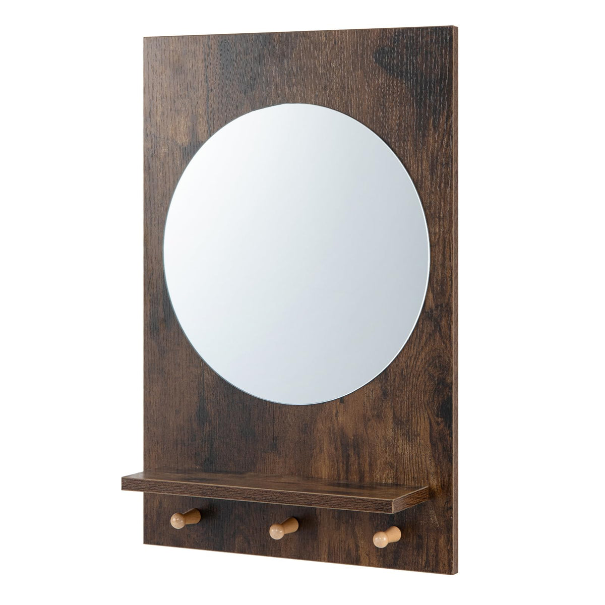Wall Mirror with Storage Shelf, 3 Hanging Hooks