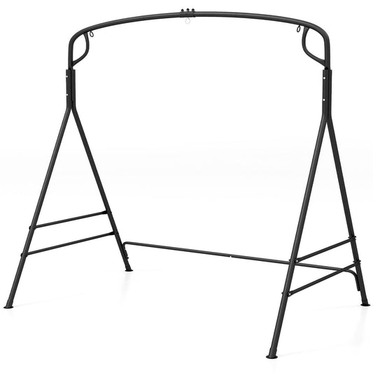 Outdoor Metal Swing Frame Sturdy A-Shaped Porch Swing Stand with Extra Side Bars