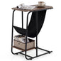 C-Shaped Side Table, Industrial Sofa End Table with Magazine Holder