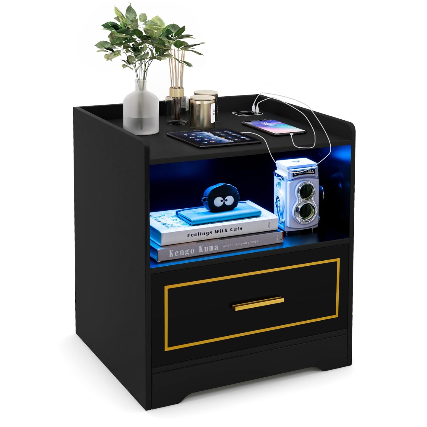 LED Nightstand with USB and Type-C Port