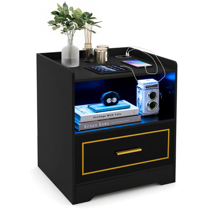 LED Nightstand with USB and Type-C Port