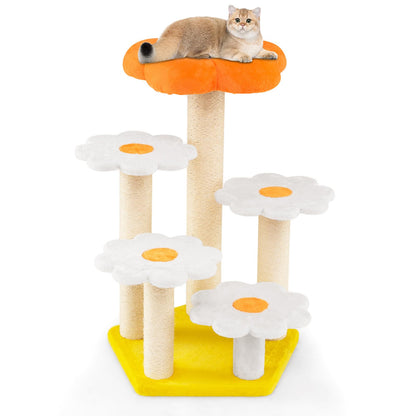 Cute Flower Cat Tree Kitty Tower with Sisal Scratching Posts