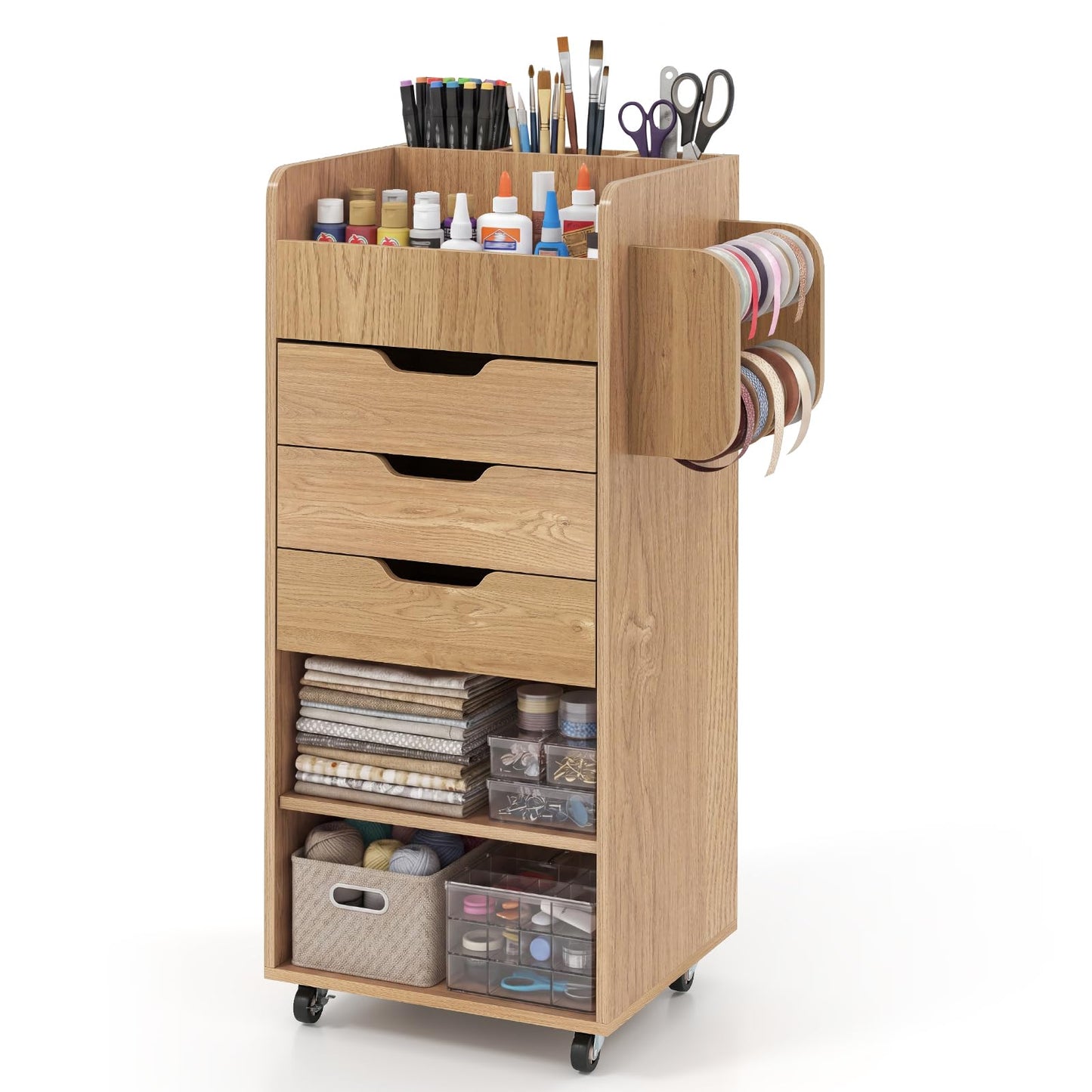 3 Drawers Mobile File Cabinet, Lateral Storage Chest