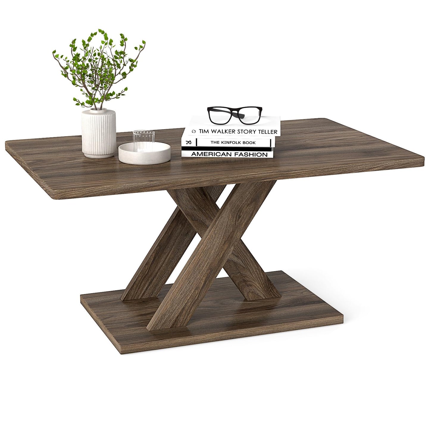 Farmhouse Coffee Table, Rectangle Cocktail Center Table Unit