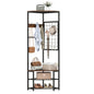 4-in-1 Freestanding Coat Rack with Storage Shelves Removable Hooks and Shoe Racks