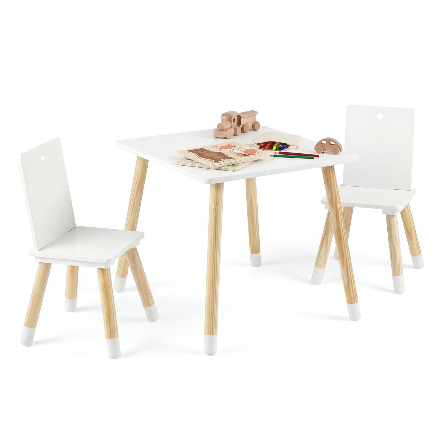 Kids Table and Chair Set, Children Activity Table with 2 Chairs
