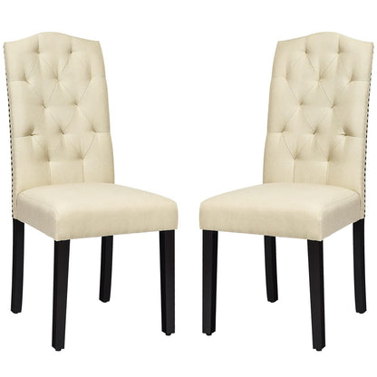 GiantexUK Dining Chairs Set of 2/4, Upholstered Linen Fabric Kitchen Chairs with High Back and Adjustable Foot Pads