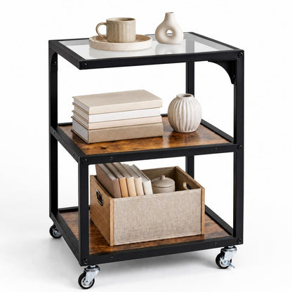 Rolling Side Table, 3-Tier Mobile End Table