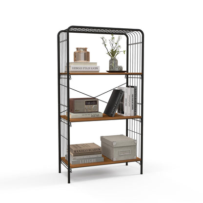 4-Tier Bookshelf Open-Back Storage Shelf with Metal Frame