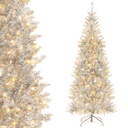Slim Hinged Pencil Christmas Tree with Tinsel Leaves