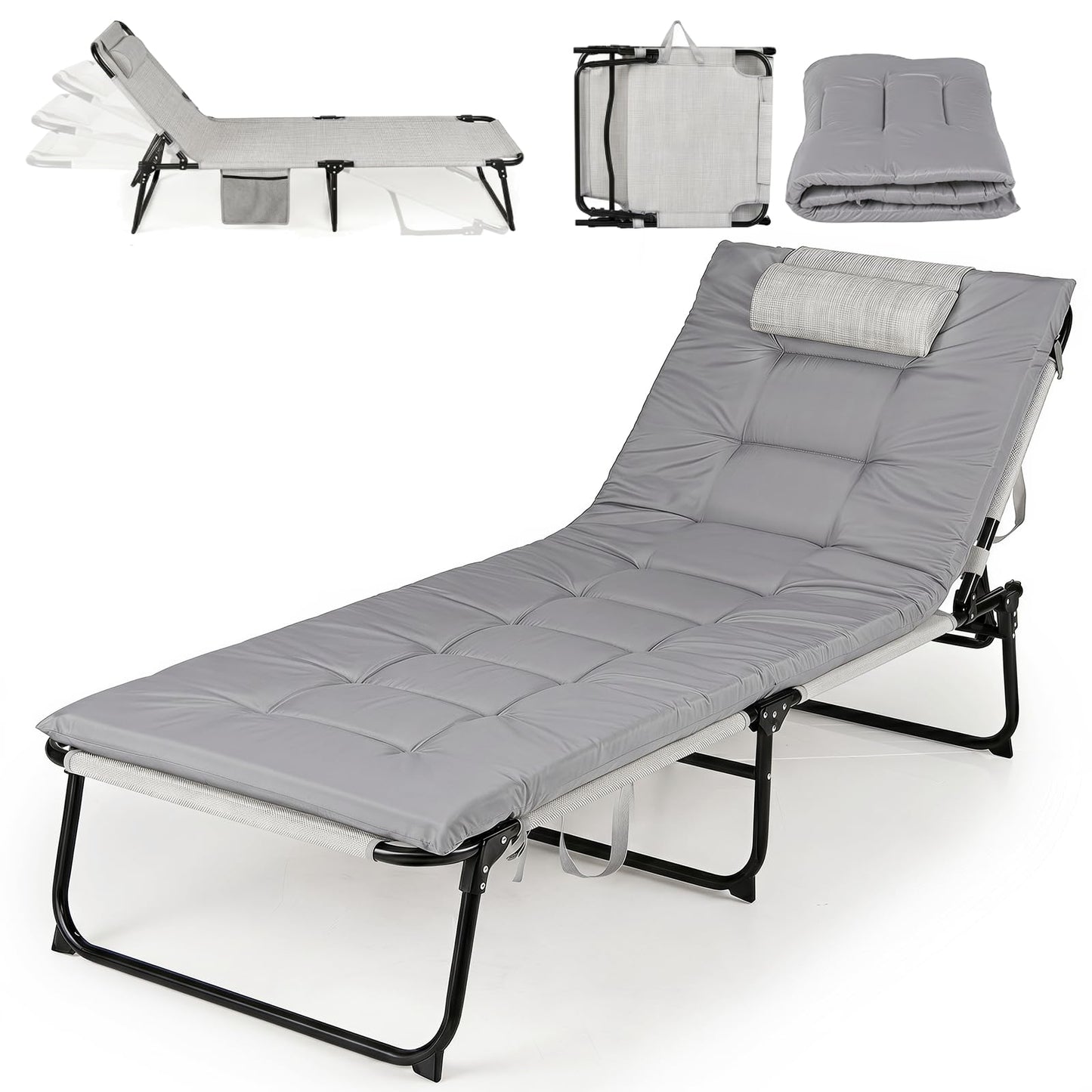 Garden Sunbed Sunbathing Recliner Outdoor Chaise Lounge Chair