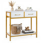Narrow Console Table, 75cm Slim Entryway Table with 2 Storage Drawers and Open Shelf