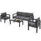 4 Pieces Garden Aluminum Furniture Set with Padded Cushions