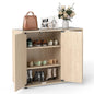 3-Tier Shoe Cabinet with Doors and Adjustable Open Shelves