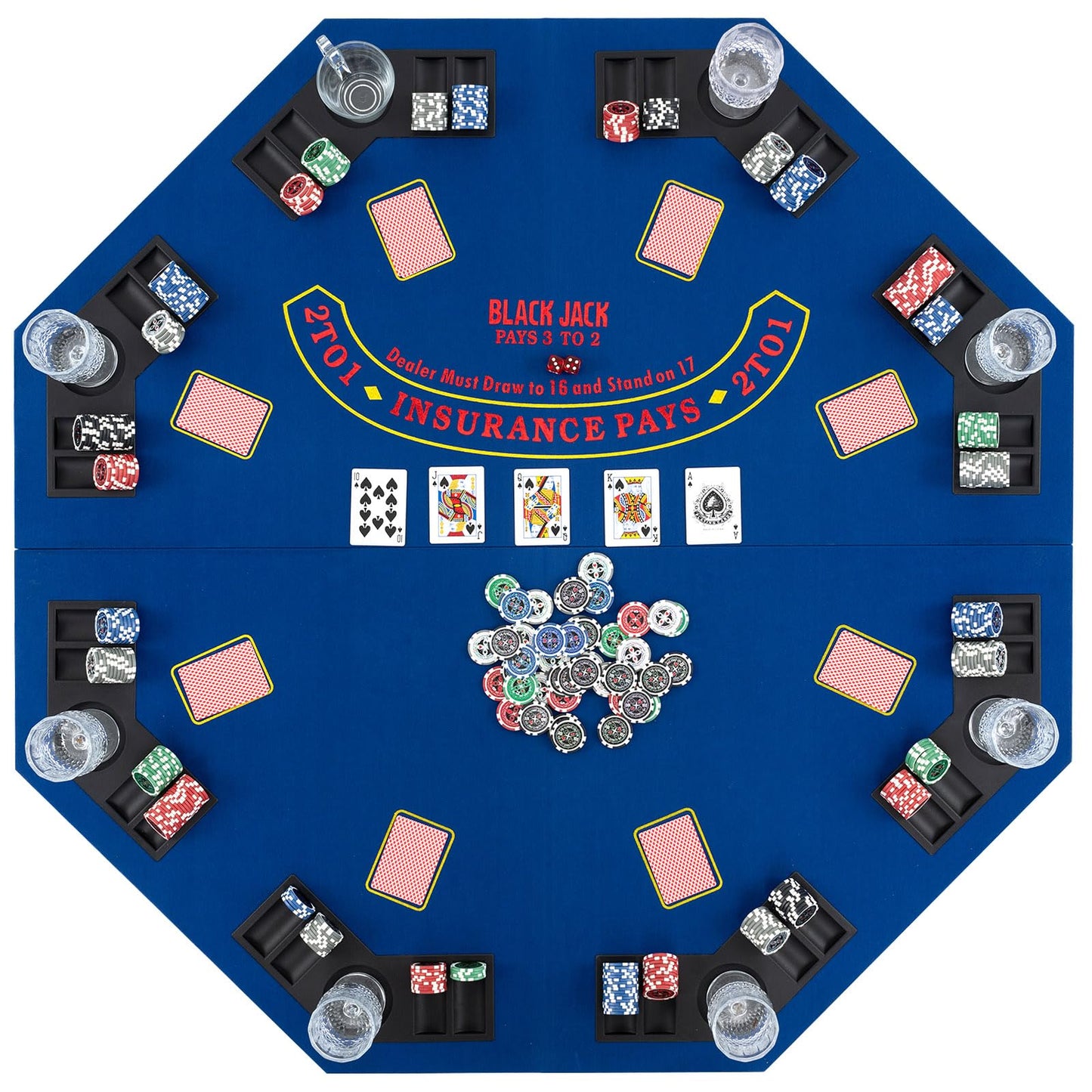 120CM 8-Player Foldable Poker Table Top with Carrying Bag