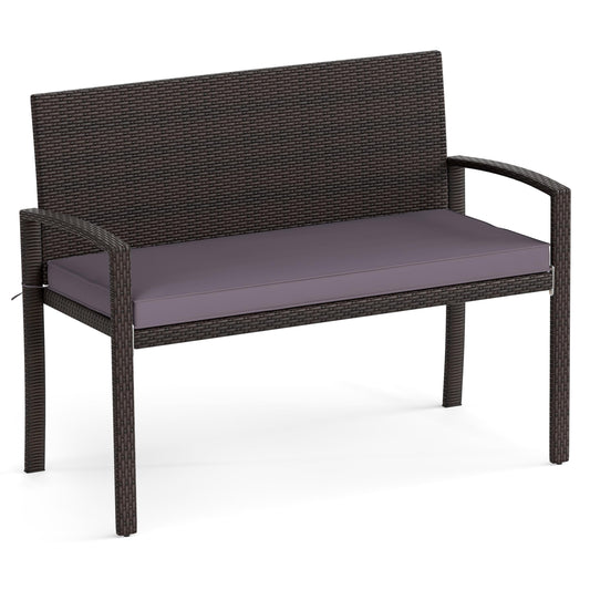 2 Seater Wicker Leisure Loveseat with Soft Seat Cushion