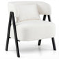 Barrel Accent Chair Upholstered Armchair with Lumbar Pillow