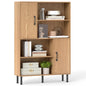 Wooden Bookcase, 4 Cube Storage Cabinet with 2 Doors