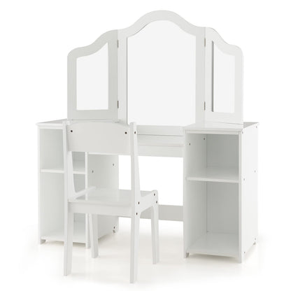 Children Dressing Table with Stool for Playroom Bedroom