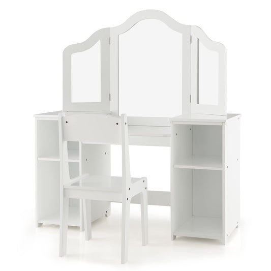 Children Dressing Table with Stool for Playroom Bedroom