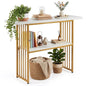 2-Tier Console Table, Faux Marble Slim Entryway Table