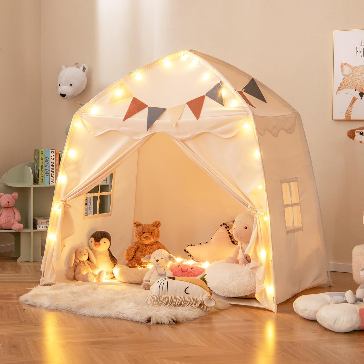 Kids Play Tent Bed Tent Extra Large with Lights for 3-12 Years Old
