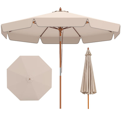 300 cm Scalloped Patio Umbrella Market Table Umbrella with Push Button Tilt