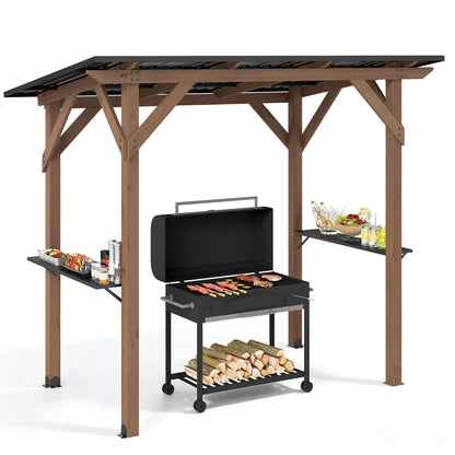 263 x 151 cm Grill Gazebo with 2 Side Serving Shelves