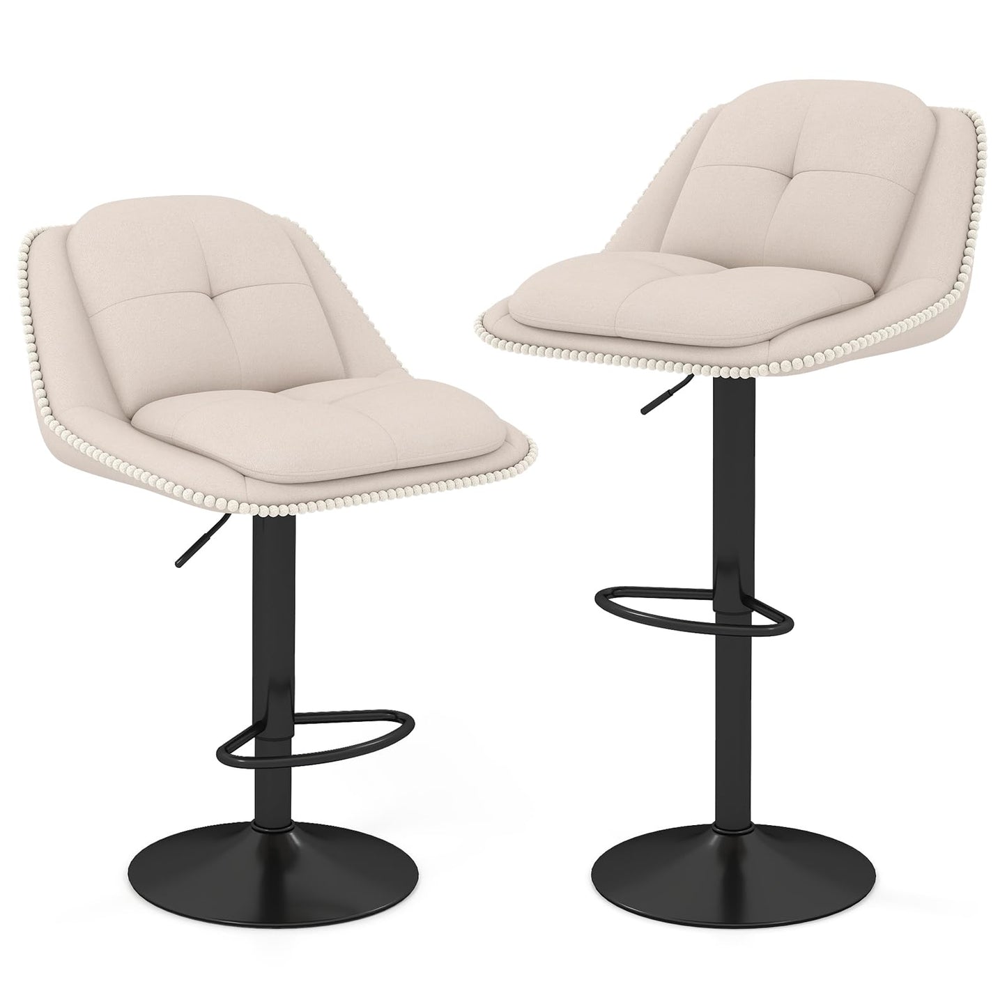 Bar Stools Set of 2 Modern Adjustable Chenille Upholstered Barstools