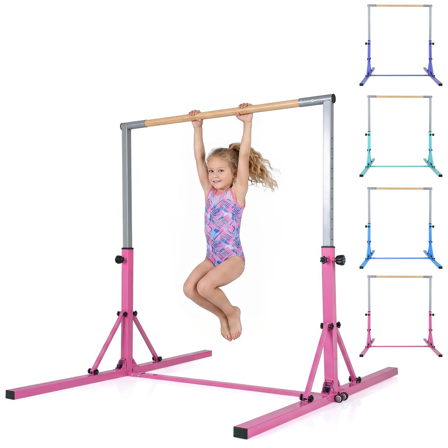 Foldable Gymnastics Bar, 90-150cm Height Adjustable Training Bar