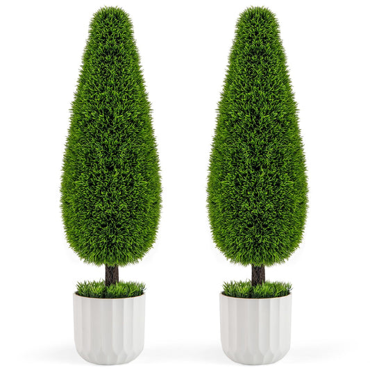 90cm 2PCS Greenery Faux Boxwood Tower/Spiral Plant with Realistic Leaves and Pot