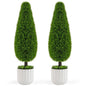 90cm 2PCS Greenery Faux Boxwood Tower/Spiral Plant with Realistic Leaves and Pot