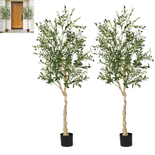 2 Pack Topiary Silk Faux Eucalyptus Tree with 1296 Leaves