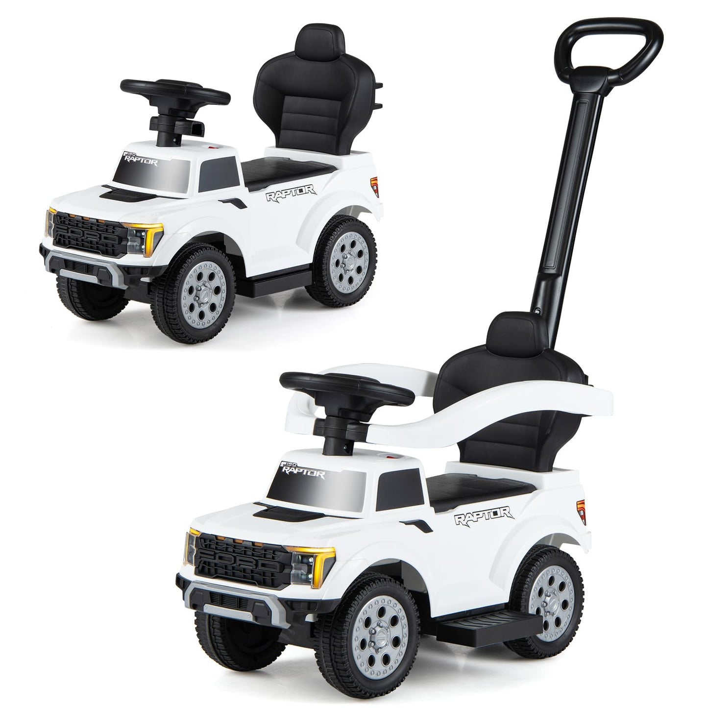 3 in 1 Ride on Push Car, Licensed Ford Stroller Sliding Walking Car with Horn