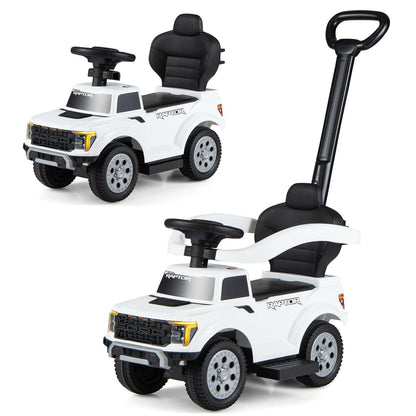 3 in 1 Ride on Push Car, Licensed Ford Stroller Sliding Walking Car with Horn