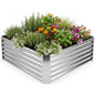 Galvanized Raised Garden Bed Rectangular Outdoor Planter Box with Open-Ended Bade