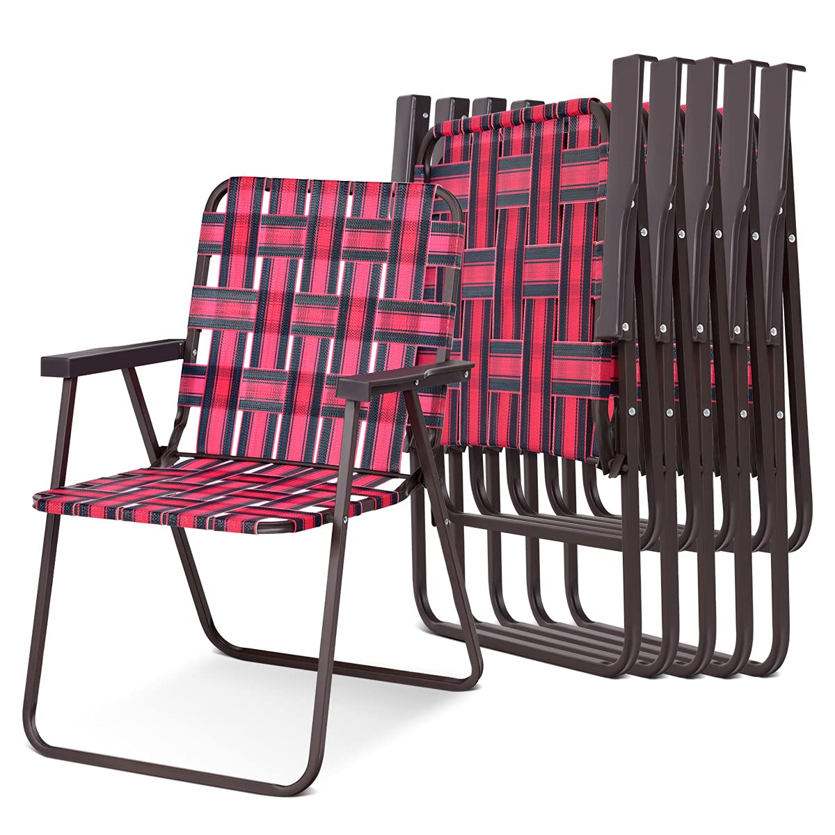 6 PCS Folding Lightweight Beach Camping Chair with Armrest