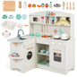 Wooden Play Kitchen with Lights and Sounds for Toddlers Ages 3+